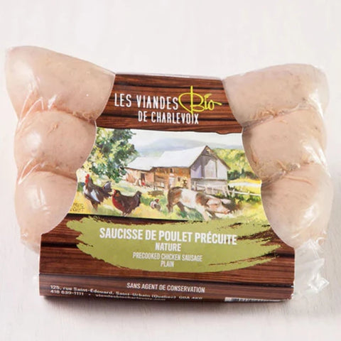 Saucisses de poulet précuites bio