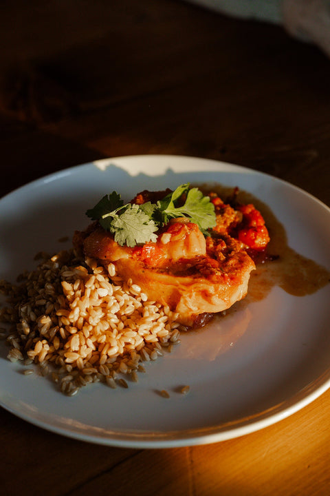 Côtelette de porc à la diable et riz de la Gaspésie