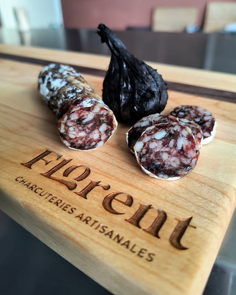 Saucisson sec artisanal - Ail noir et basilic